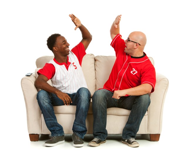 Fans: Men High Five Each Other