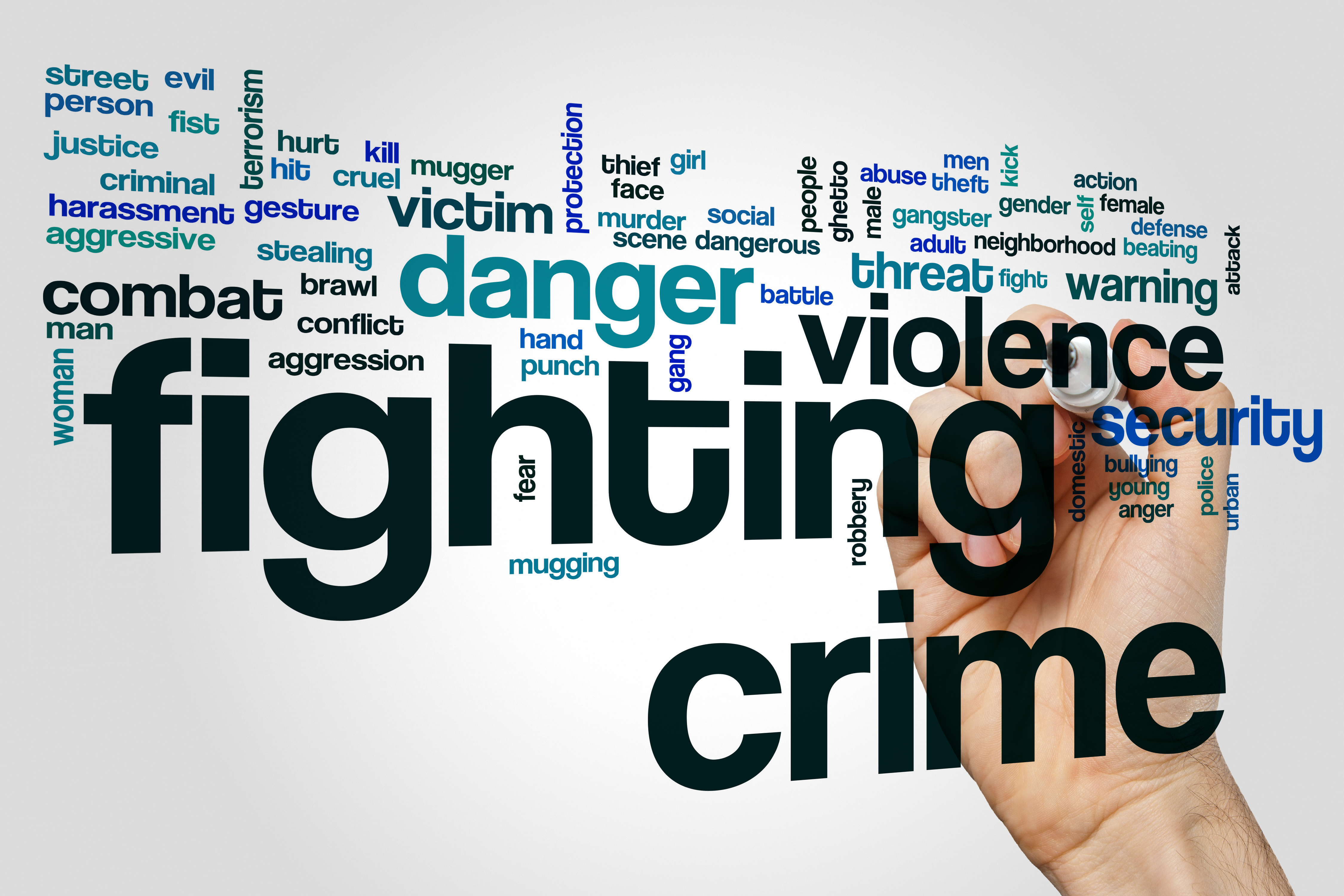 Fighting crime word cloud concept on grey background